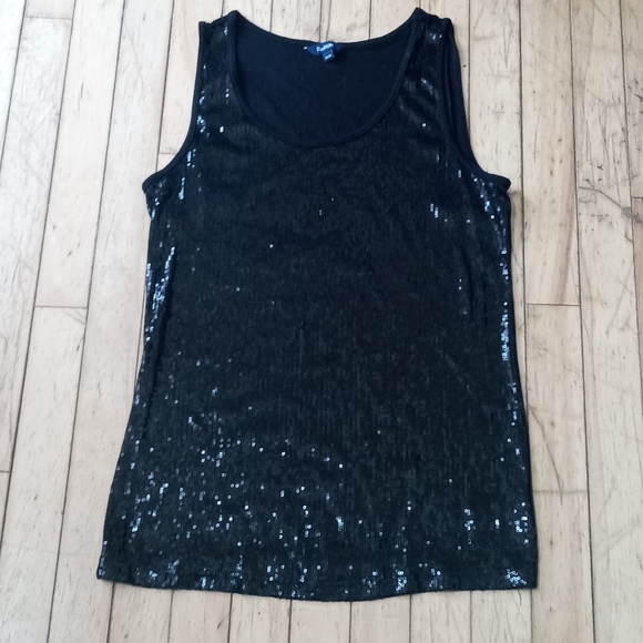 Vintage Reitmans Black Sequined Sleeveless Top 🌿 Medium - Picture 1 of 5